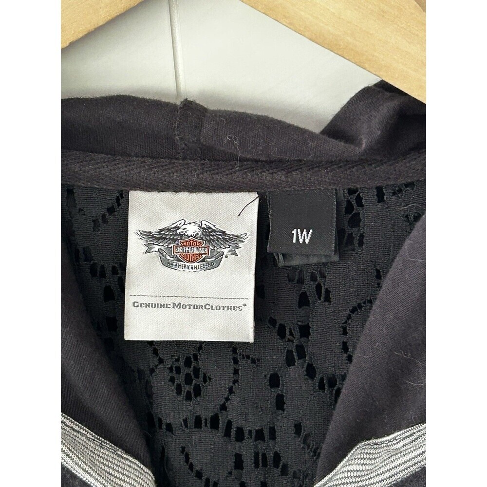 Harley Davidson Lace Hoodie Full Zip Jacket Women's Size 1W 18 20 Black - Picture 7 of 10